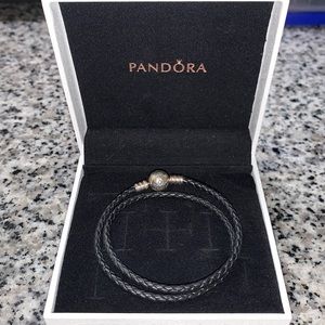 Leather double wrap Pandora bracelet